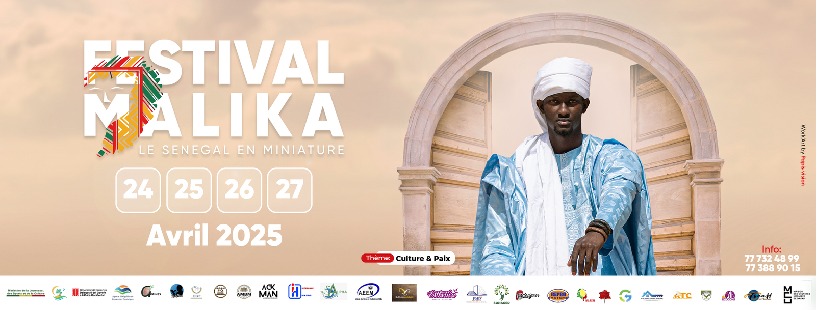Affiche du Festival de Malika, Le Sénégal en miniature, avril 2025